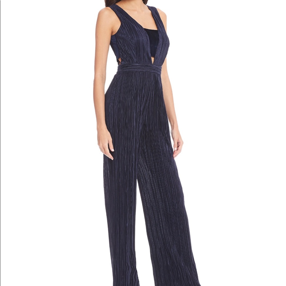 Gianni Bini Pleated Satin & Velvet Jumpsuit